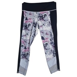 Lululemon If You're Lucky Moody Mirage Floral Purple Gray Crop Legging Size 6